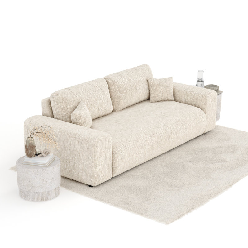 Three-seater square arm sofa, Cream Canvas