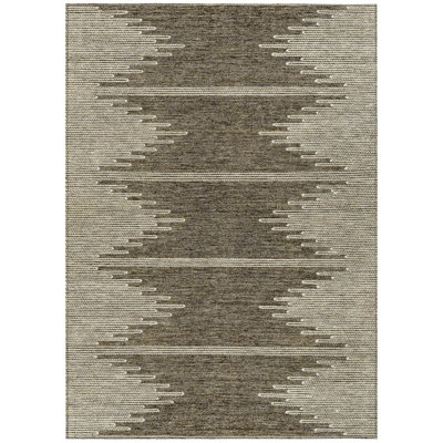 8' X 10' Ivory Abstract Washable Indoor Outdoor Area Rug