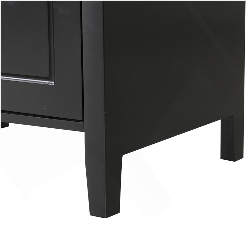 Meuble-lavabo 24 po avec lavabo, meuble-lavabo avec deux tiroirs et porte, tablette réglable, bois et panneau de fibres à densité moyenne, noir (ancien SKU: N725P245273B)