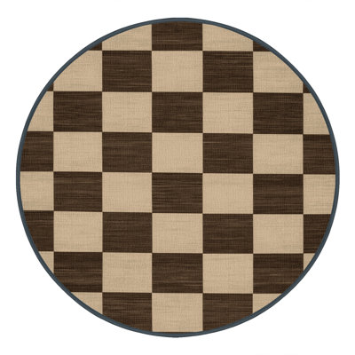 Machine Washable Checkered Brown Area Rug