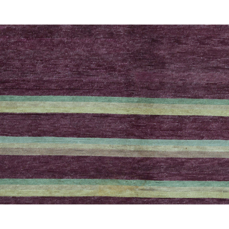Himalayan Wool Striped Area Rug in Mulberry/Yellow, Rectangle 9'5" x 12'3"