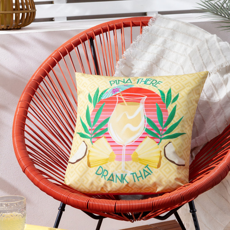 Pina There Indoor / Outdoor Pink Square Throw Cushion Cover