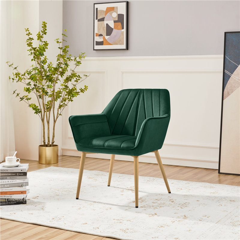 Colour 65Cm Wide Velvet Armchair, Green