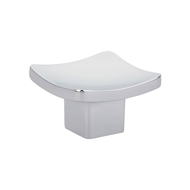 Square Knob, 1.63" H x 1.63" W x 1" D, Bright Chrome
