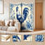 Paravent rustique à 4 panneaux séparateur de cloison pliable bleu royal de style classique-134495225-134495226