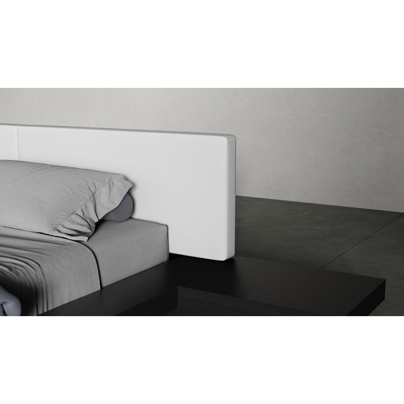 Upholstered Storage Bed, King, Wenge/White Leather