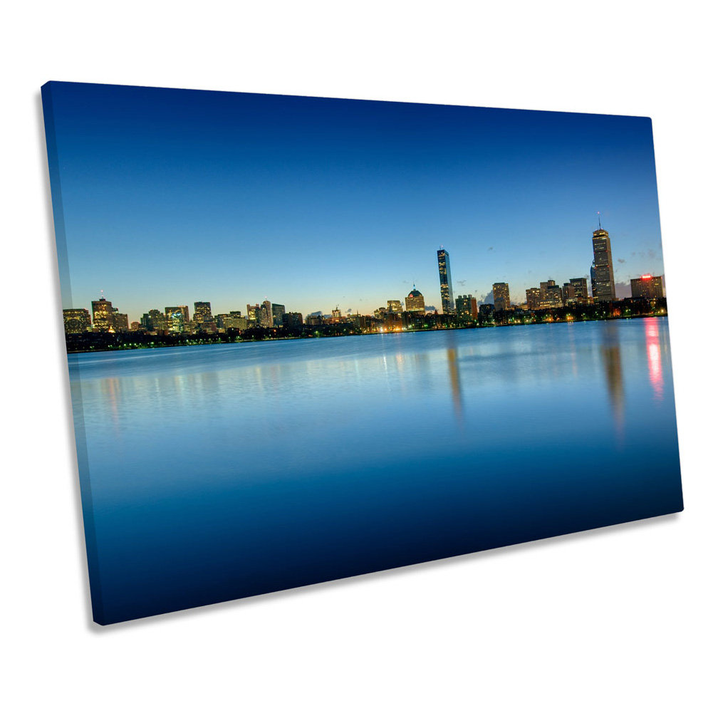 Boston City Skyline - Wrapped Canvas Print