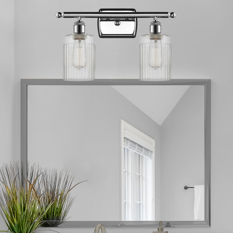 Éclairage pour meuble-lavabo à intensité variable 2 lumières Kamena, Transparent, Ampoule DEL 6 watts rétro, Chrome poli