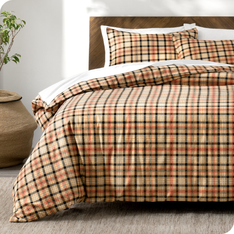 Flannel Duvet Cover and Sham Set, Red Lodge Plaid, Full Duvet Cover + 2 Standard Shams