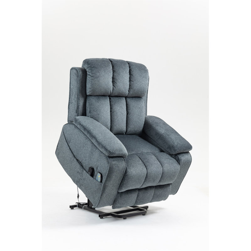 Fauteuil inclinable à plat surdimensionné avec chaleur et massage, repose-pieds allongé et porte-gobelet de rangement latéral, charge USB de type C pour les adultes âgés