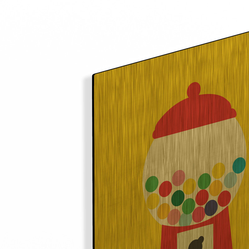«Gumball Machine» par Ann Kelle, art mural en métal doré, 16 po x 24 po, 16 po x 24 po