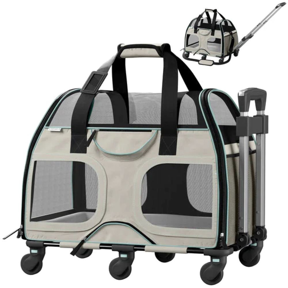 Luxury Rider Chrishawn Pet Carrier with Removable Wheels and Telescopic Handle Tucker Murphy Pet™ 