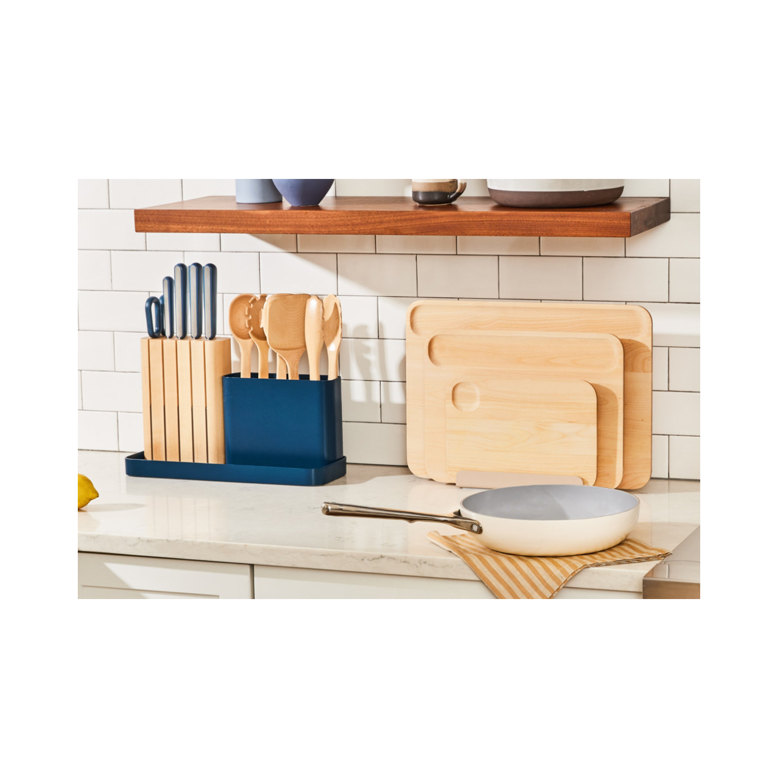 Caraway 14Pc Knife & Utensil Set, Cream