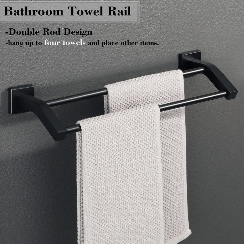Renay 42.5cm 2 Wall Towel Bar, Black