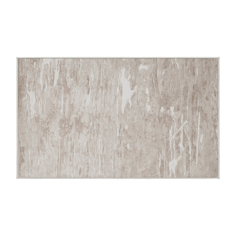 Tapis beige soyeux et moelleux, Rectangle 4 pi x 6 pi