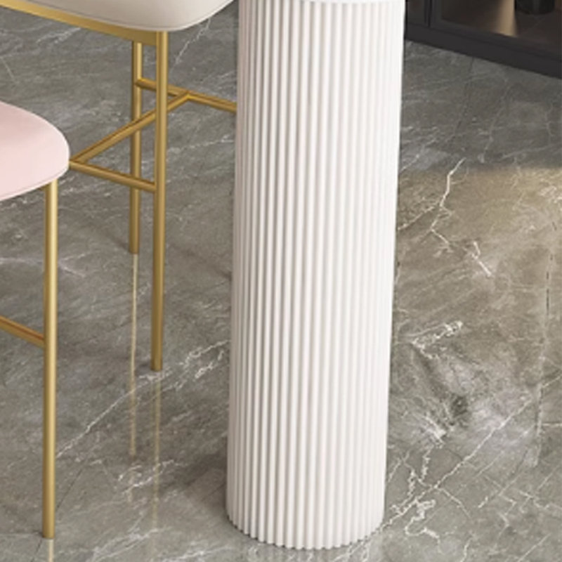 Table en pierre claire de luxe, Blanc, H 41,3 po x L 62,9 po x l 15,7 po, Blanc / noir