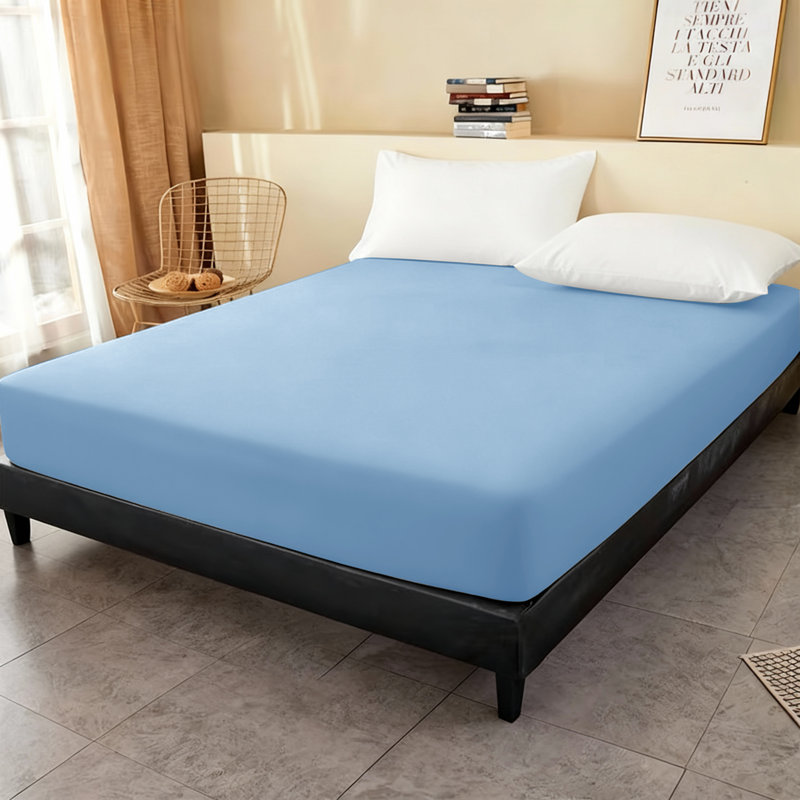 Super Soft Microfiber Fitted Sheet – 25cm Deep Pocket, Brushed Finish, Super King (6'), Light Blue