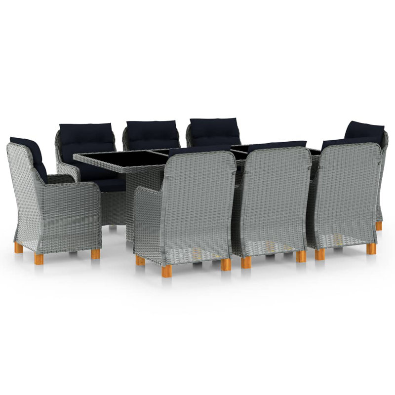 Ensemble de salle à manger rectangulaire pour 6 personnes 73 po, Gris clair / noir, 8