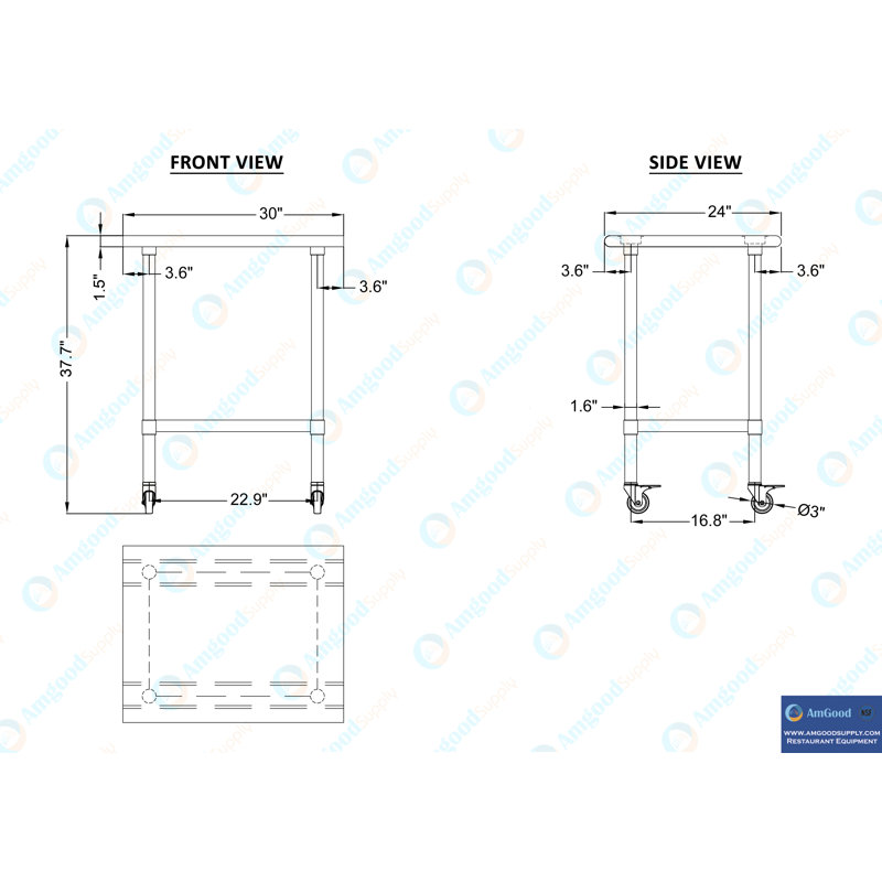30" Stainless Steel Work Table with Undershelf and Casters