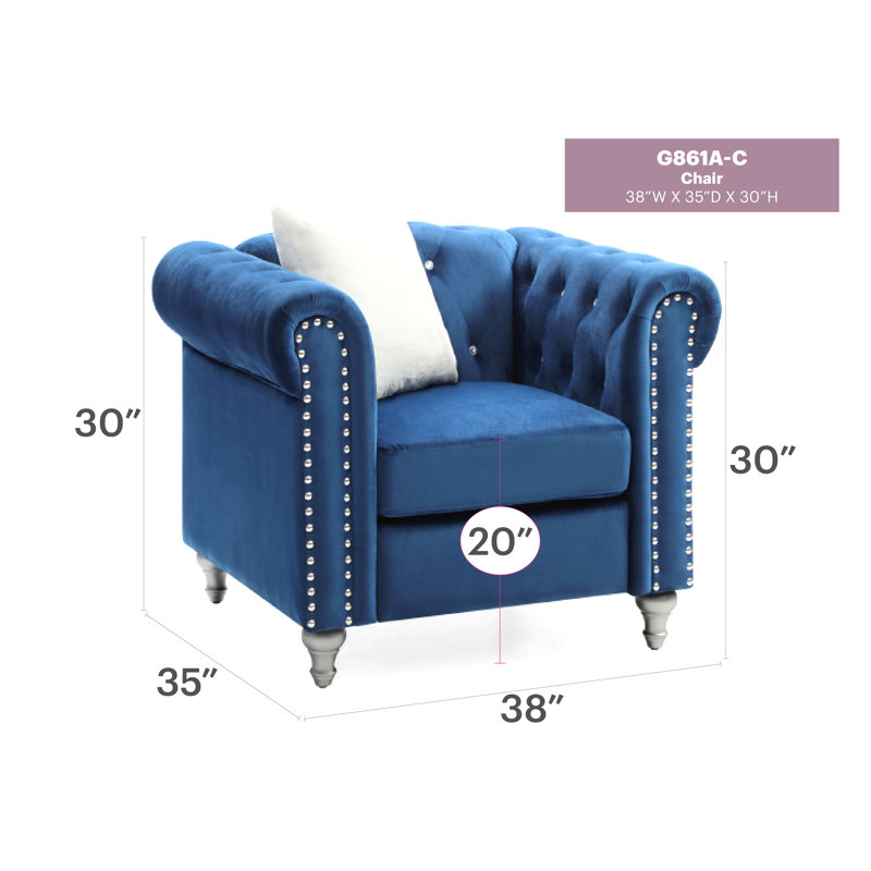 Élégant fauteuil bleu marine à accoudoirs ronds, Marine