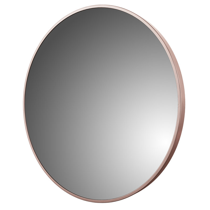 Metal Flat Wall Mirror, Brushed Rose Gold