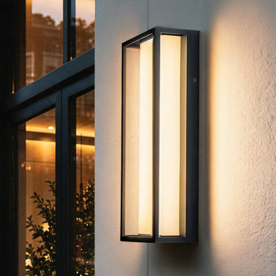 H15" Modern Minimalist Outdoor LED Wall Sconce with White Glass Shade