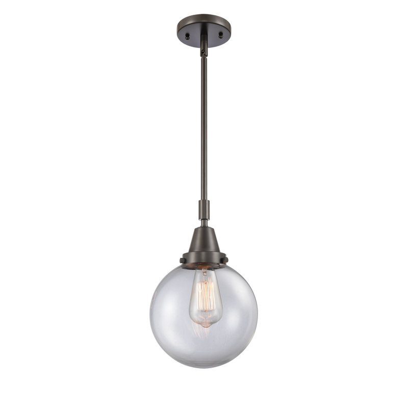 Luminaire suspendu sphère 1 lumière Lorri, H 45,62 po x l 8 po x P 8 po, Clair, Bronze frotté à l'huile