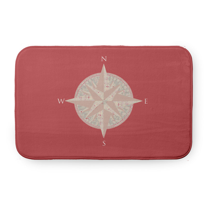 Tapis de bain Compass, L 21 po x L 34 po, Rouge