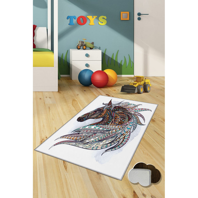 Premium Woven Carpet, 5.2 x 7.5 ft, 100% Polyester, Antibacterial, Non-Slip Underside, 0.3 in Pile Height | Machine Washable, 3D Digital Print | Perfect for Living Room, Bedroom & Office Décor