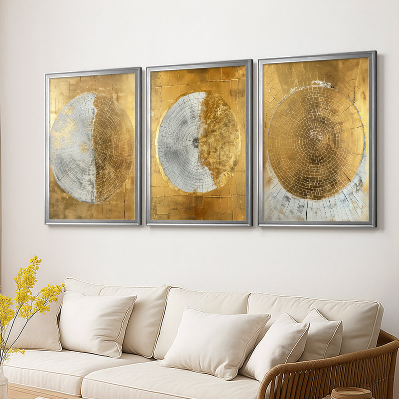 ABSTRACT Series CCXIX - Toile tendue avec châssis sur mesure - 3 pièces, H 15 po x l 19 po