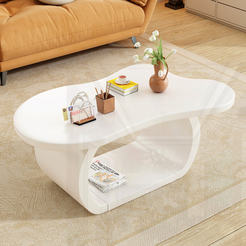 Modern Cloud Coffee Table With 1.5" Thick Tabletop, White