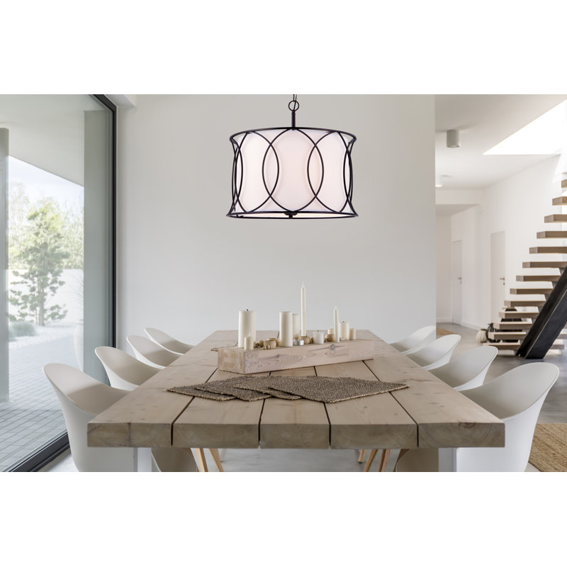 3 - Light Dimmable Drum Chandelier