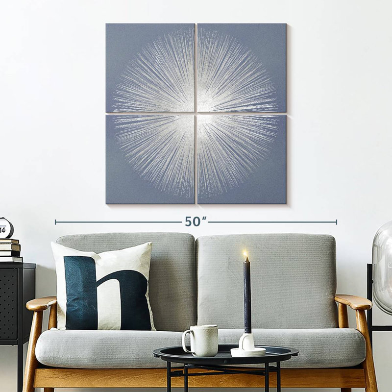 Avery Silver Sunburst On Gray I, 32'' H x 32'' W