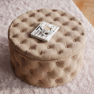 CHESTERFIELD Round Upholstered Pouf Hocker 70 cm