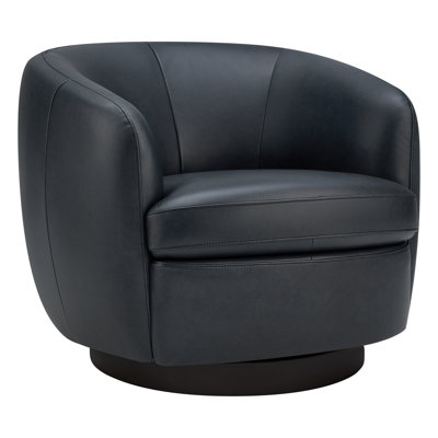 Marcy Geniue Leather Swivel Barrel Chair