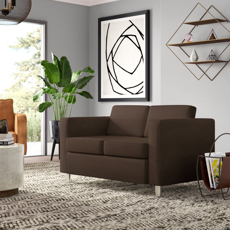 Desantiago 51.5'' Faux Leather Loveseat, Java Faux Leather
