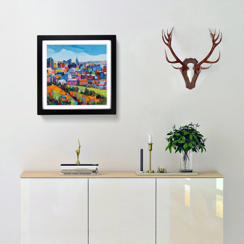 City Of Cardiff Color Field No.2 - Framed Print, Black