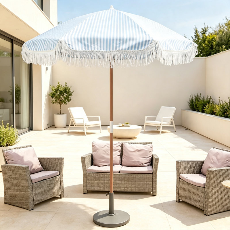 140 cm W X 140 cm D Market Parasol with Manual Lift, Blue