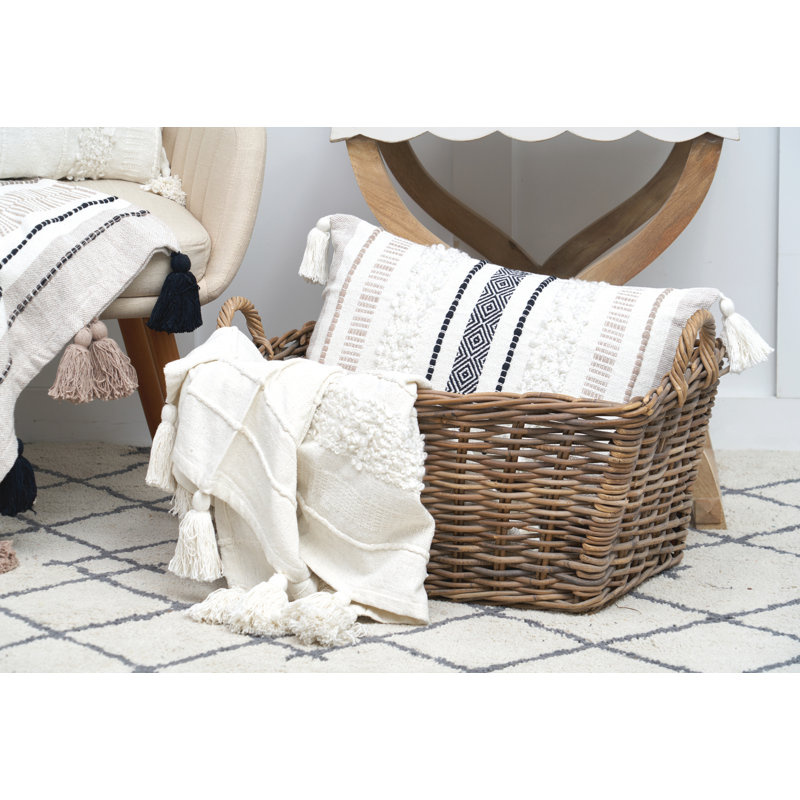 Barton Embroidered Cotton Blend Throw Pillow
