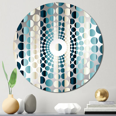 Miroir décoratif bleu et beige à rayures rayées concentriques Harmony