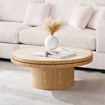 35.43" MDF Coffee Table With Sturdy Pedestal