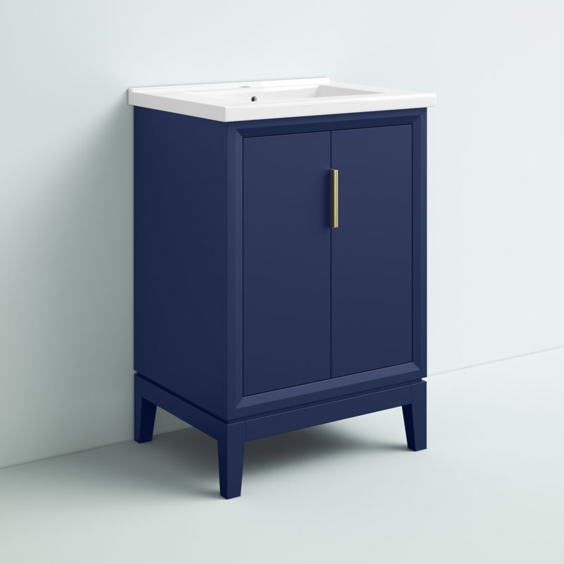 Finck 24'' Single Bathroom Vanity, Monarch Blue, Gold