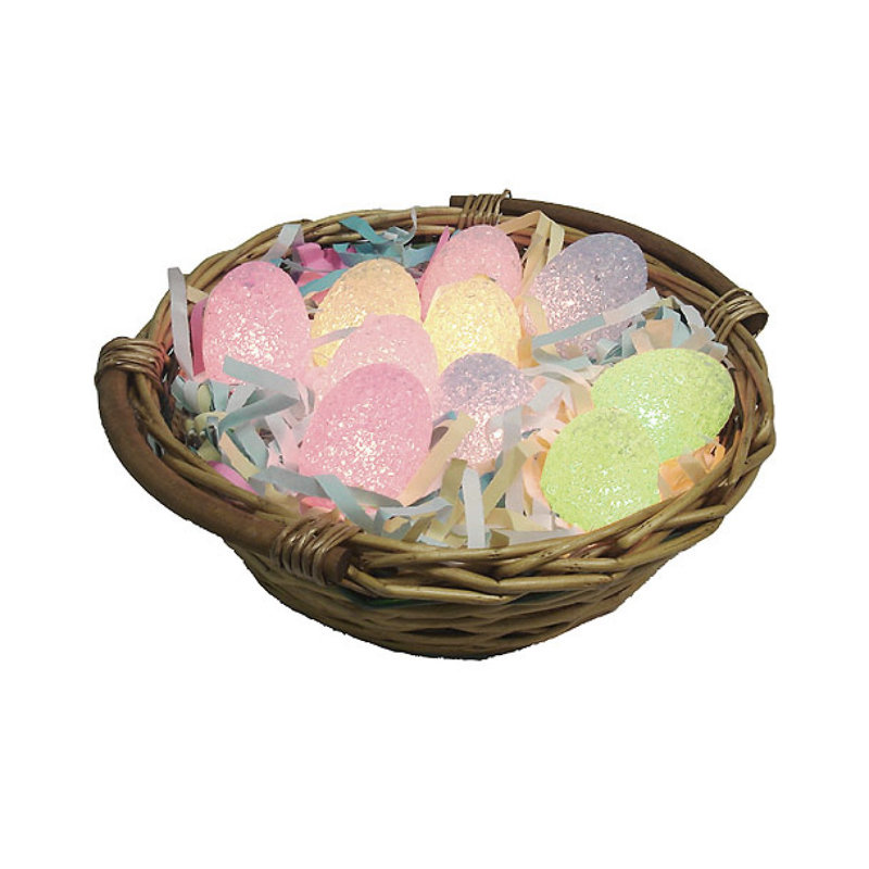 10-Count Pastel Colored Easter Egg String Light Set 7.25ft White Wire