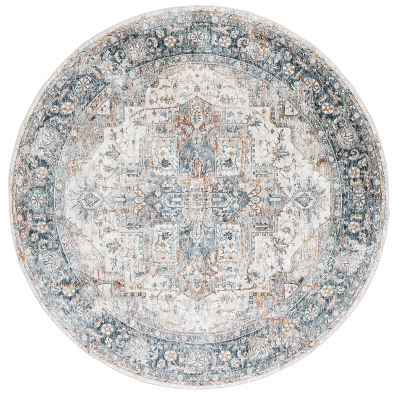 Tapis ivoire / bleu clair Dream 723, Rond 6 pi 7 po