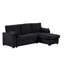 Canapé-lit modulaire moderne en tissu noir l 92 po avec méridienne réversible, ports de charge USB et porte-gobelets Modern-1569062780