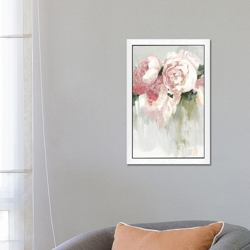 Peonies by Asia Jensen - Print on Canvas, 152.5 cm H x 101.5 cm W, White Framed