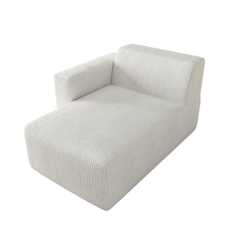 Upholstered Chaise Lounge, Left Hand Facing, Beige