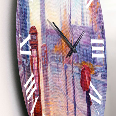 Big Ben et une femme avec un parasol rouge à Londres - horloge murale campagne française