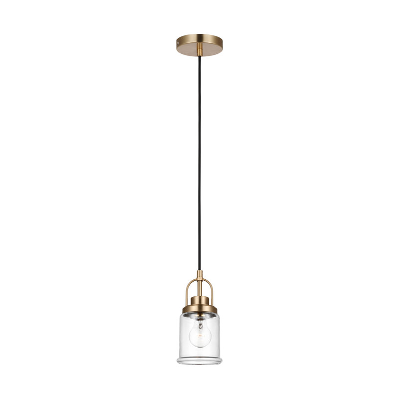 1 - Light Single Pendant, Satin Brass
