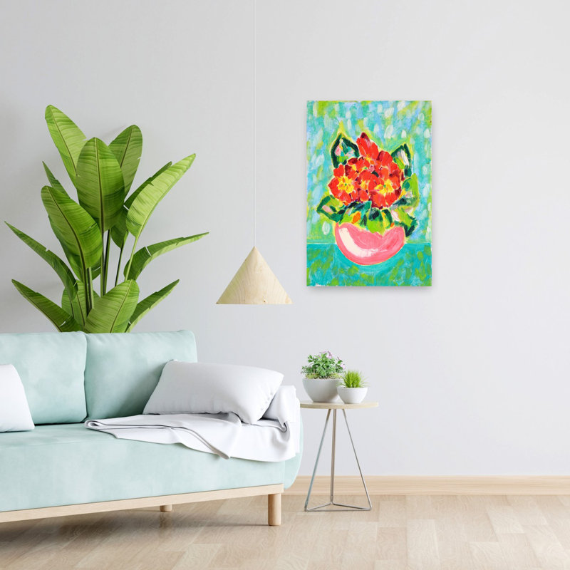 Contemporary Art Vibrant Abstract Contemporary Plant Spring Art, 24" H x 16" W